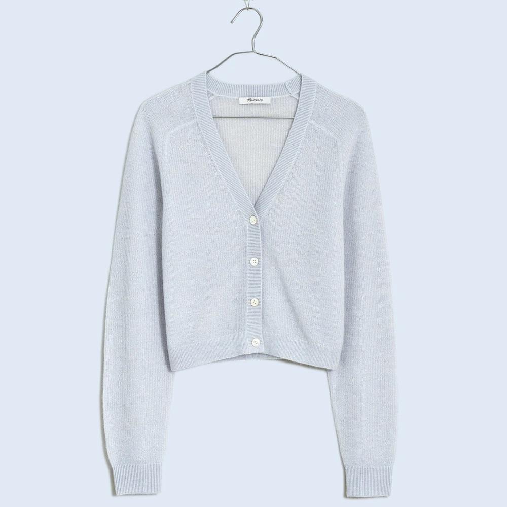 Madewell Alpaca-Blend V-Neck Cardigan Sweater In Violet Quartz Size S NWT